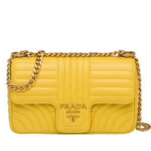 Prada Medium Diagramme Flap Bag In Yellow Calfskin