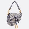 Dior Saddle Bag In Blue Toile de Jouy Embroidery