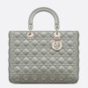 Dior Large Lady Dior Bag In Grey Cannage Lambskin