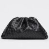 Bottega Veneta The Pouch Clutch In Black Intrecciato Leather