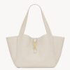 Saint Laurent LE 5 A 7 Bea Tote Bag in White Grained Leather