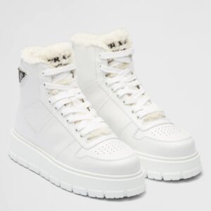Prada Women's High-top Sneakers in Leather and Shearling
