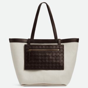 Bottega Veneta Medium Flip Flap Bag in Canvas with Fondant Leather