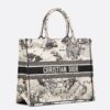 Dior Large Book Tote Bag In White Toile de Jouy Zodiac Embroidery