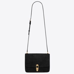 Saint Laurent Carre Satchel Bag In Black Suede Leather