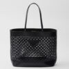 Prada Large Tote Bag in Black Perforated Leather