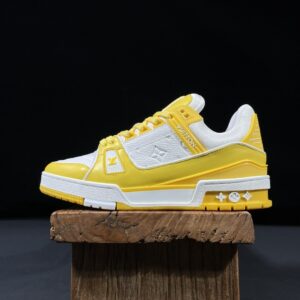 Louis Vuitton Trainer White and Yellow Low-Top Casual Shoes, Skate Shoes, Trainers for Men and Women