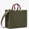 Fendi Sunshine Medium Shopper Bag In Green FF Fabric
