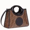 Fendi Small Runaway Shopper Bag In Brown Glazed Fabric