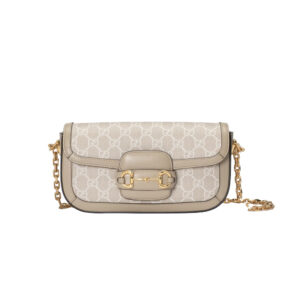 Replica Gucci Horsebit 1955 GG Supreme Canvas Should Bag 735178 Oatmeal