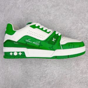 Louis Vuitton Trainer White-Green Low-Top Casual Shoes, Skate Shoes, Trainers for Men and Women 1AANFY