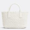 Bottega Veneta Mini Cabat Bag In White Intrecciato Lambskin