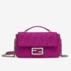 Fendi Midi Baguette Chain Bag In Fuchsia FF Fabric