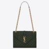 Saint Laurent Medium Envelope Bag In Dark Green Grained Leather