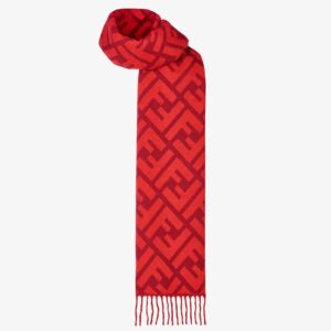 Fendi Red Cashmere FF Long Scarf