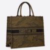 Dior Book Tote Bag In Green Camouflage Embroidered Canvas
