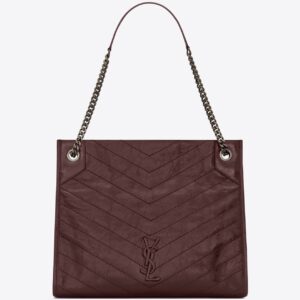 Saint Laurent Medium Niki Shopping Bag In Bordeaux Leather