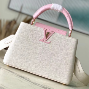 Louis Vuitton Ostrich Pattern Capucines Medium Handbag – White Pink
