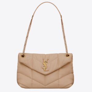 Saint Laurent Small Loulou Puffer Bag In Beige Lambskin