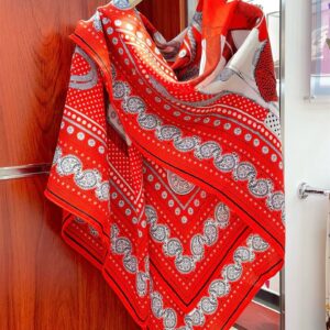Hermes Red Zouaves et Dragons Bandana Shawl 140