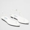 Prada Thong Sandals In White Brushed Leather