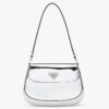 Prada Silver Brushed Leather Cleo Shoulder Bag with Flap