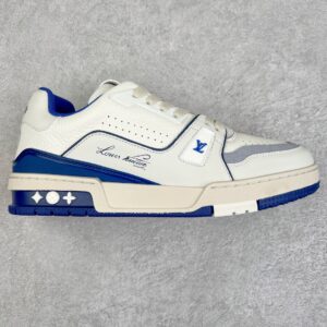 Louis Vuitton Trainer #54 White and Blue Low-Top Casual Shoes, Skate Shoes, Sports Shoes for Men and Women 1ABFA9