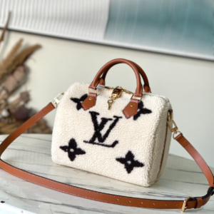 Louis Vuitton Speedy Bandouliere 25 Shearling Handbag – White