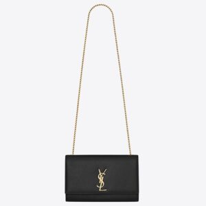 Saint Laurent Medium Kate Bag In Black Grained Leather