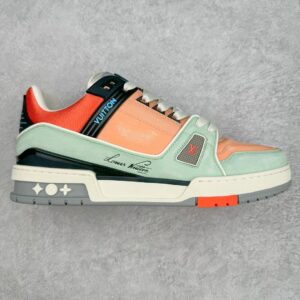 Louis Vuitton LV Trainer Low-top casual trainers Sneakers Men's and women's footwear Pink, green and black 1ACEFV