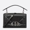 Dior 30 Montaigne Chain Bag With Handle In Black Lambskin