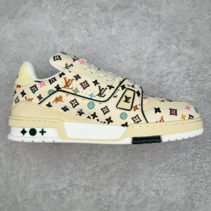 Louis Vuitton Trainer LV Low-Top Casual Shoes Sneakers Men's and Women's Shoes Beige 1ACXBG