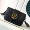 Louis Vuitton Lizard Pattern Black Lv Pont 9 Handbag – Black