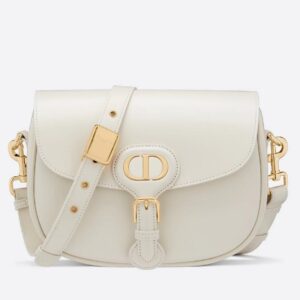 Dior Medium Bobby Bag In White Calfskin