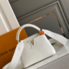 Louis Vuitton Black Leather Capucines Mini Bag – White